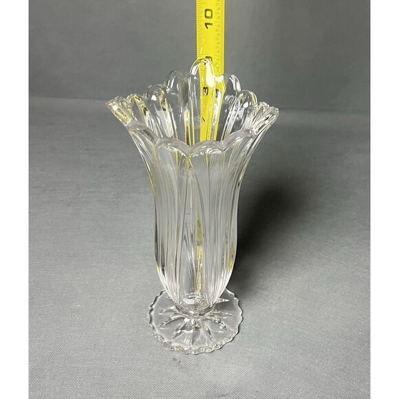 Vintage Oneida Clear Crystal Vase Made in Germany Chic Art Deco-UV-Starburst - Picture 9 of 10